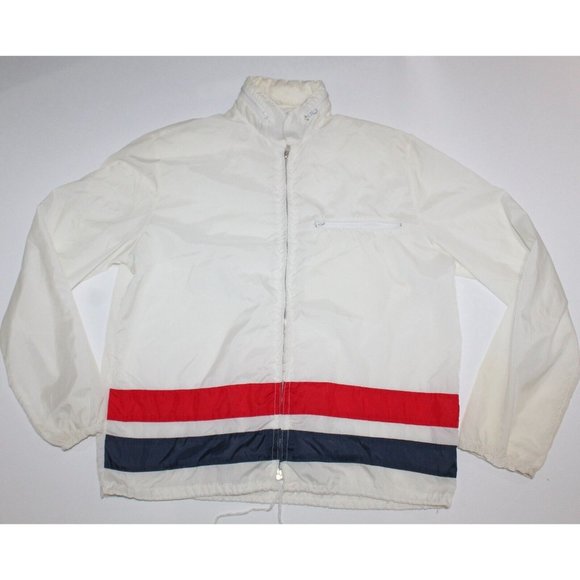 70's/80's Vtg Amerex Sport Series Windbreaker Jacket Coat Large Retro White USA - Picture 1 of 6